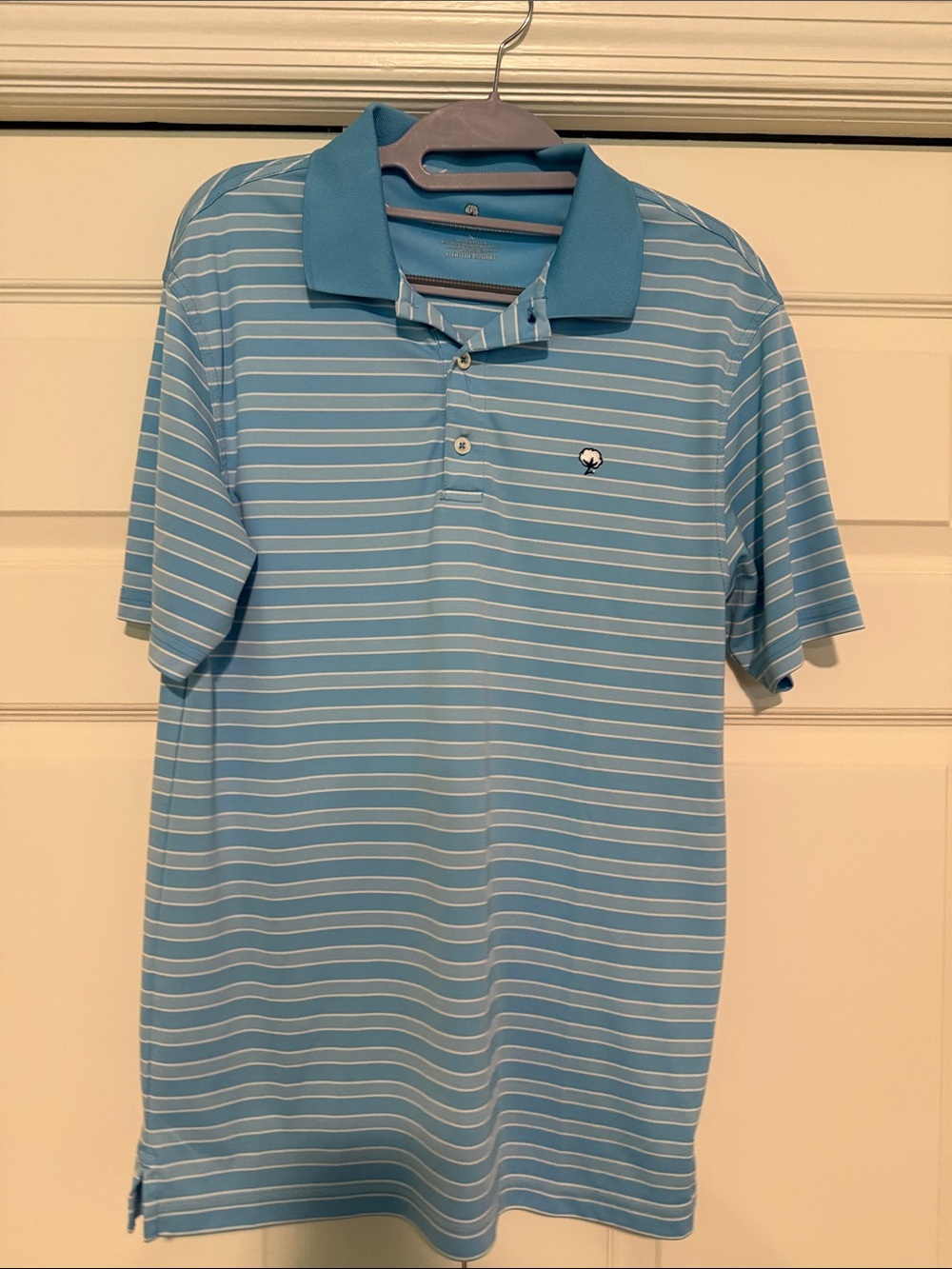 The Southern Shirt Company Light Blue and White Striped Polo